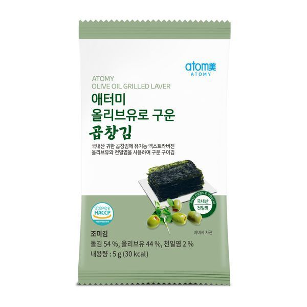 Смажені морські водорослі з оливковою олією Atomy Olive Oil Grilled Laver 1 шт/5 г 001935-1 фото