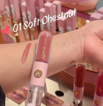 Стійка рідка помада та блиск KIKO MILANO Threads of Time Unlimited Double Touch LE - 01 Soft Chestnut 000281-01 фото