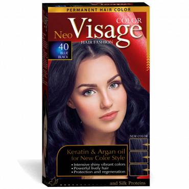Cтійка фарба для волосся VISAGE 40 Синяво-чорний, 50/50/20 мл 4518040 фото