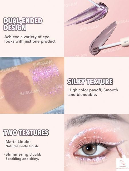 Двойные жидкие тени для век SHEGLAM Silk & Sparkle Double Ended Liquid Eyeshadow - Lavender 5667 фото