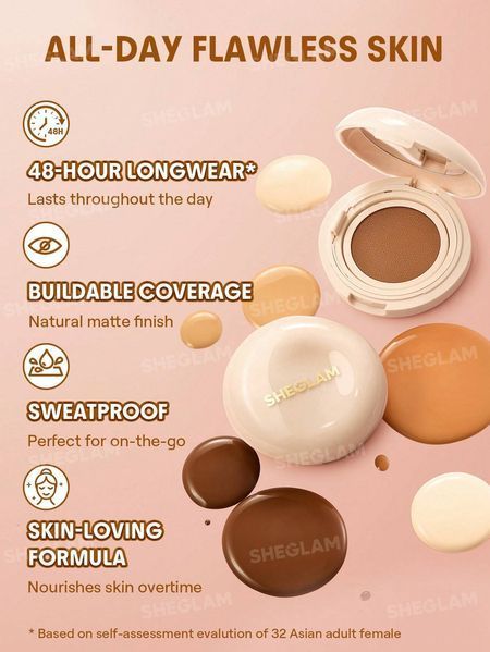 Кушон стойкий Sheglam Lock & Go Long-Lasting Cushion Foundation тон Porcelain 5555 фото