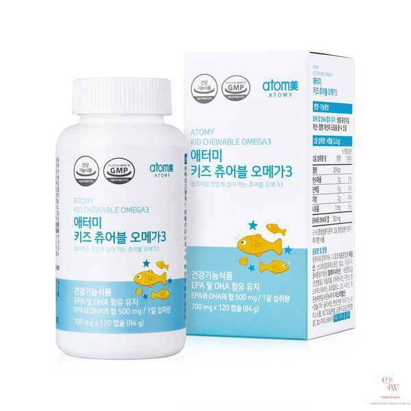 Дитяча Omega 3 700мг желейні капсули у вигляді рибки Atomy Kids Chewable Omega3 120 капсул 000184 фото