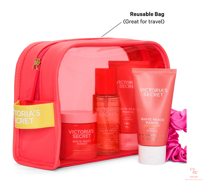 Подарочный набор Victoria&rsquo;s Secret White Peach Mango Body Care Gift Set ft. Reusable Travel Bag - Оригинал из США 0000255 фото